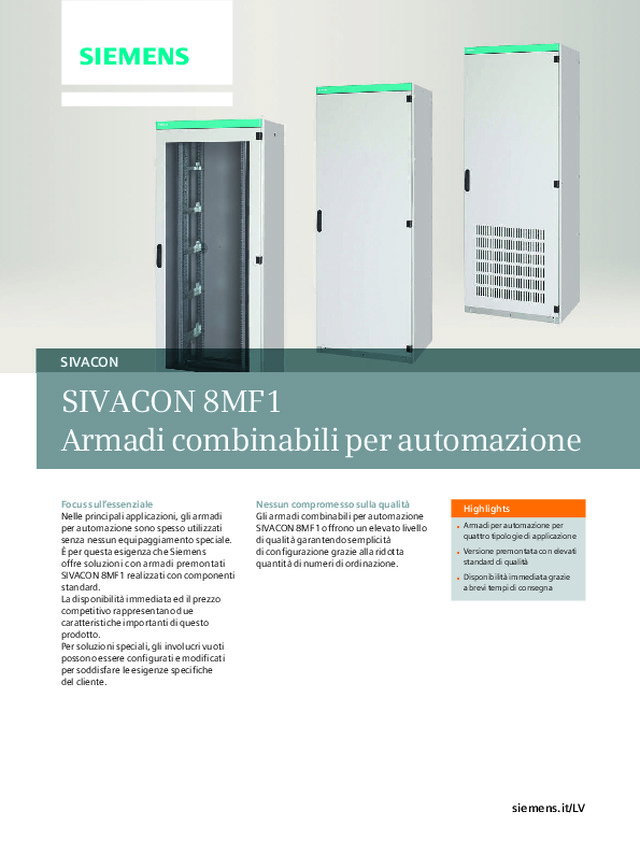 Catalogo Quadri di Automazione SIVACON 8MF1 (Italiano 2018)