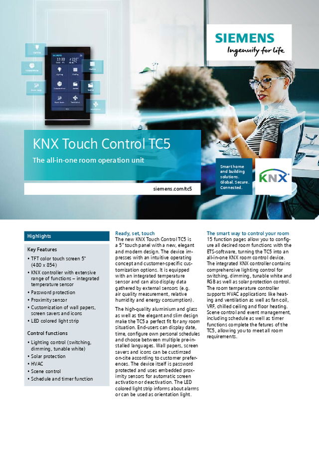 KNX Touch Control TC5 The all-in-one room operation unit
