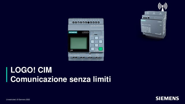 Presentazione del webinar "LOGO! CIM – Il nuovo modulo per una comunicazione senza limiti"