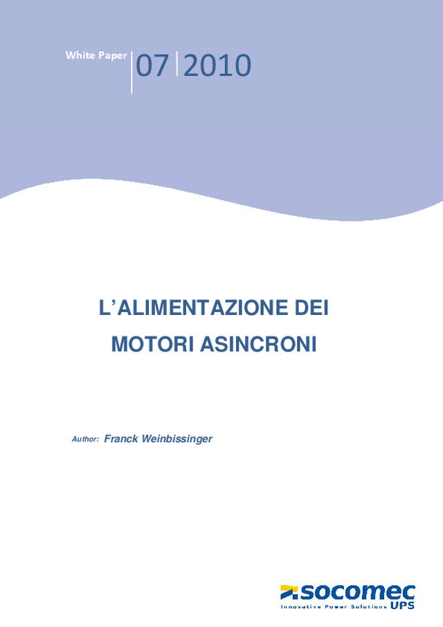 L'alimentazione dei motori asincroni