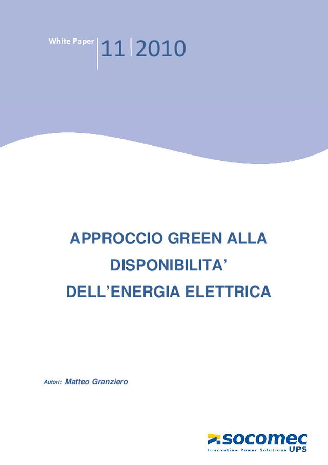 Approccio green alla disponibilità dell’energia elettrica