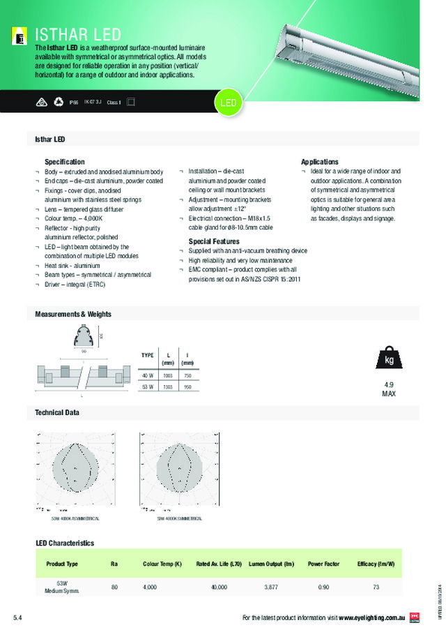 Eye Lighting - Isthar LED Weatherproof Surface Mounted Luminaire
