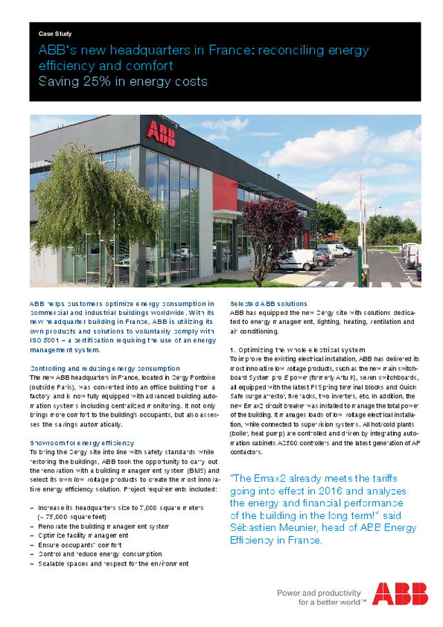 Estudo de caso | ABB‘s new headquarters in France: reconciling energy efficiency and comfort (EN)