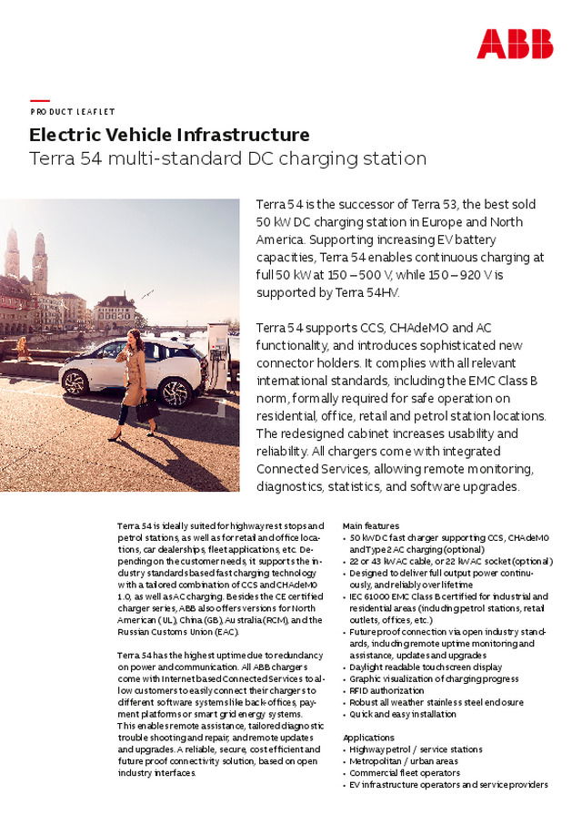 Infraestrutura de carregamento de veículos eléctricos. Terra 54 multi-standard DC