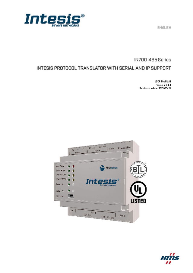 Installation manual HMS Intesis IN700-485