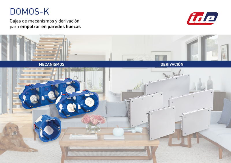 Caixas de distribuição e de derivação para paredes de cavidades - Série Domos-K