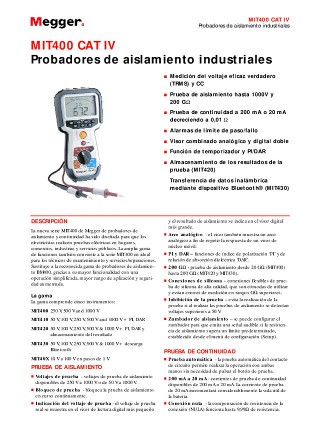 MIT400 CAT IV da Megger | Medidores de isolamento industriais