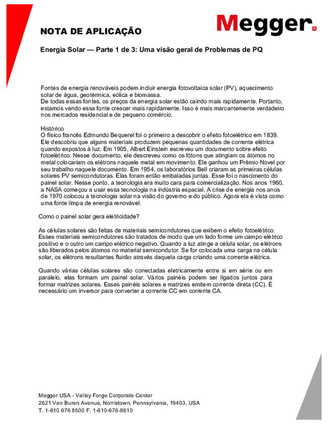 Energia Solar — Parte 1 de 3: Uma visão geral de Problemas de PQ