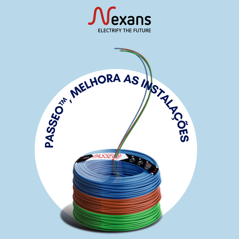 A PASSEO™ integra uma pega com guia de cabos que facilita o transporte e a instalação de cabos H07Z1-K e H07V-K
