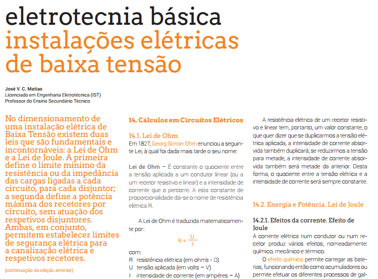 Eletrotecnia Básica: Instalações Eléctricas de Baixa Tensão