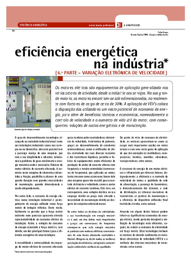 Eficiência energética na indústria | Variação electrónica de velocidade (6ª e última parte)