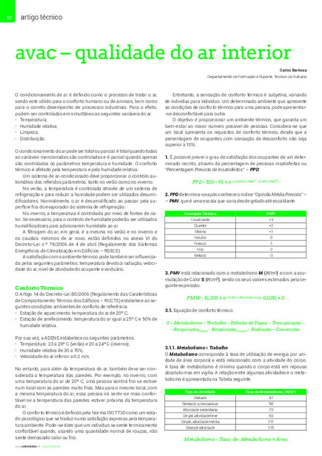 AVAC - Qualidade interior do ar