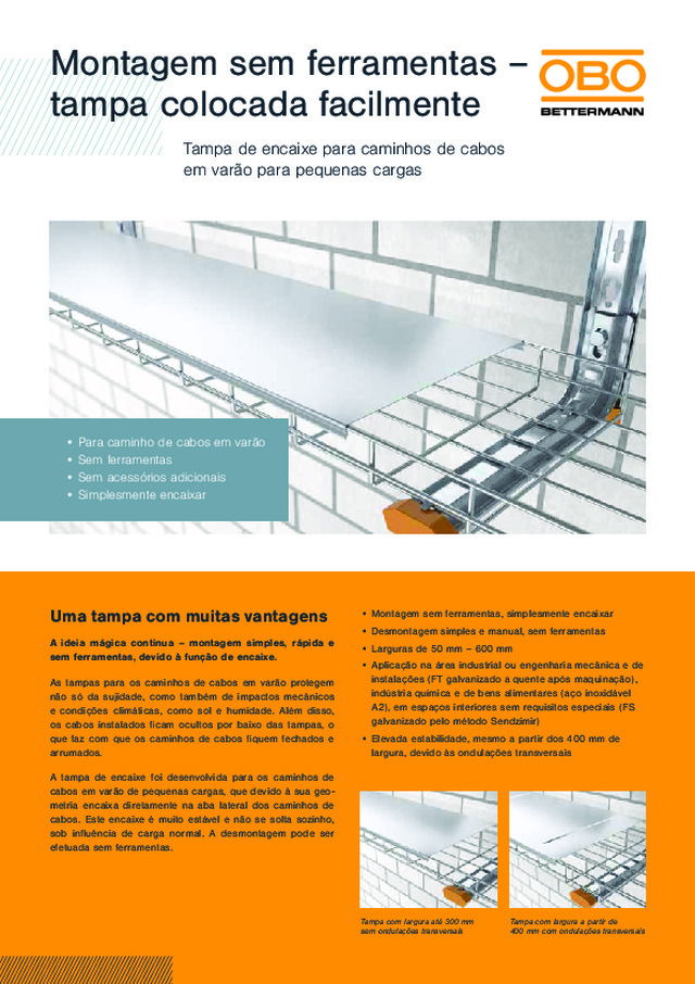 Tampas para caminhos de cabos