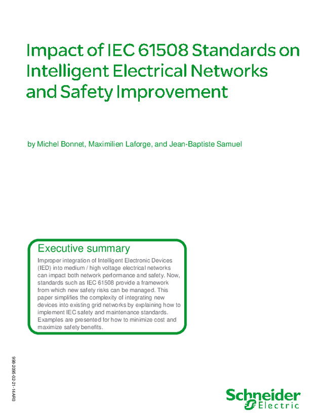 “A Impact of IEC 61508 standards on Intelligent Electrical Networks and Safety Improvement” (EN)