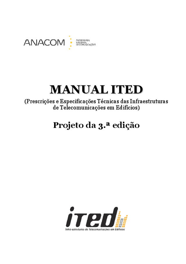 3ª edição do Manual ITED - documento em consulta pública até 23 de Dezembro de 2013
