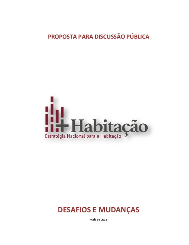 Estratégia nacional para a habitação | Documento em consulta pública