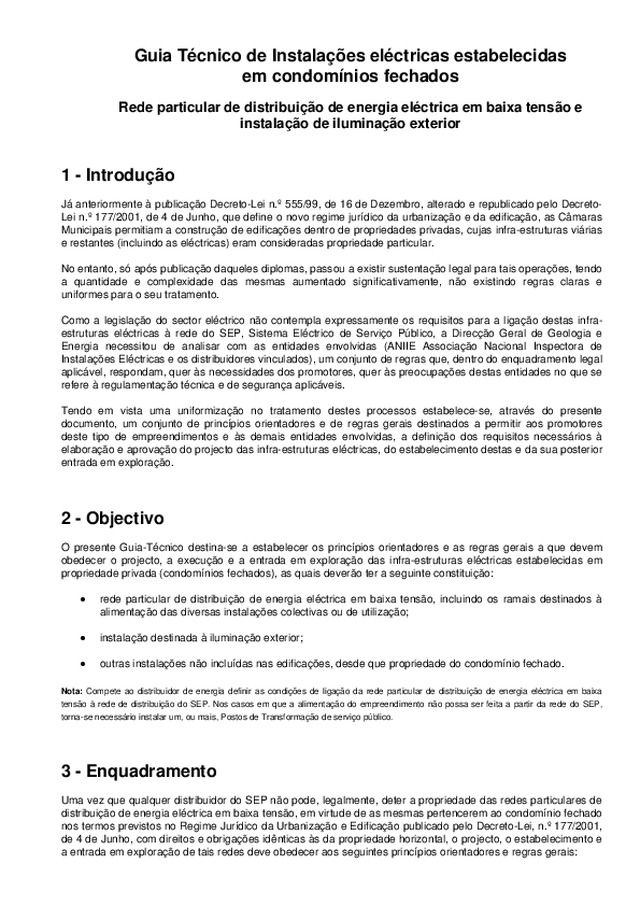 CERTIEL | Guia técnico de instalações eléctricas estabelecidas em condomínios fechados