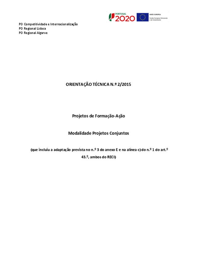 ORIENTAÇÃO TÉCNICA N.º 2/2015