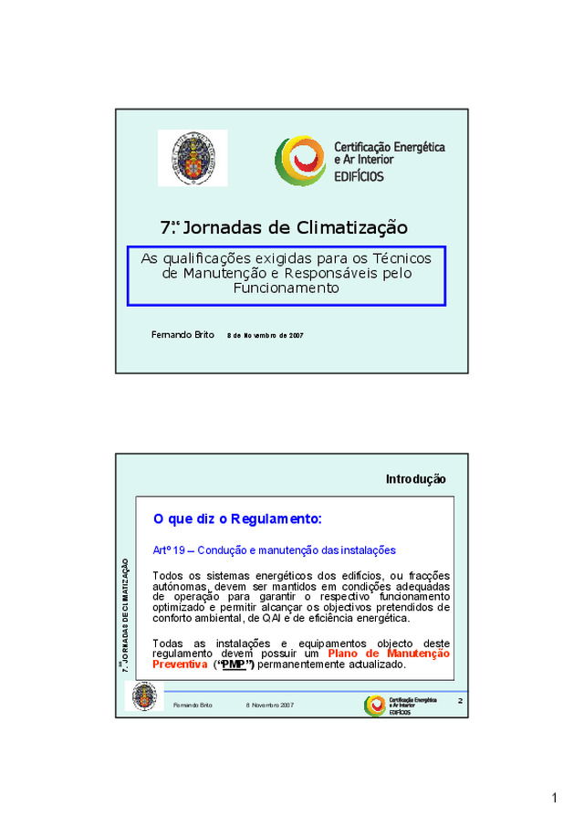 Qualificações Exigidas para Técnicos de Manutenção e Responsáveis pelo Funcionamento
