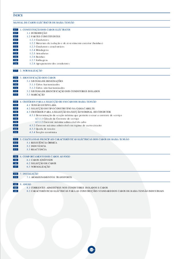 Manual de cabos eléctricos de Baixa Tensão