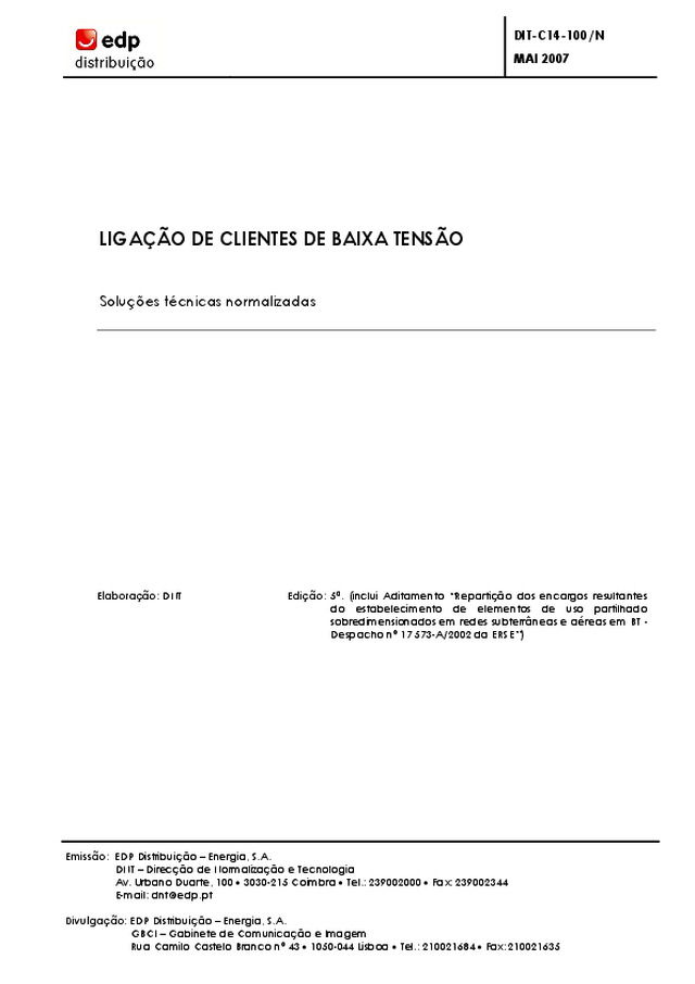 Ligação de clientes de Baixa Tensão