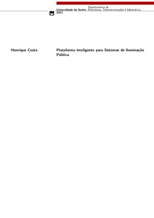Plataforma Inteligente para Sistemas de Iluminação Pública