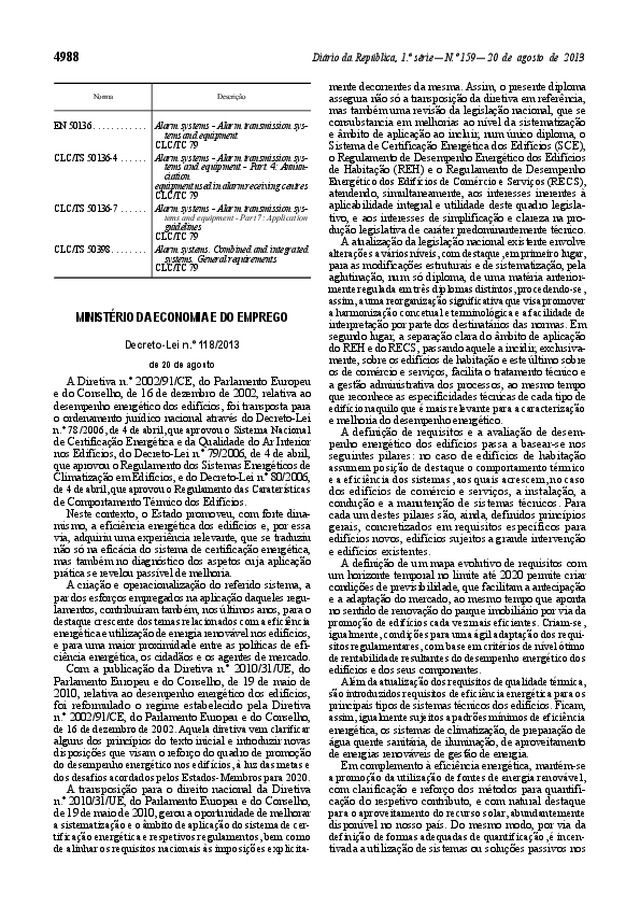 Decreto-Lei n.º 118/2013. D.R. nº. 159, Série I