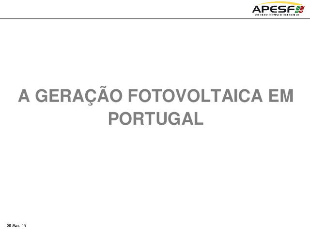 A geração fotovoltaica em Portugal