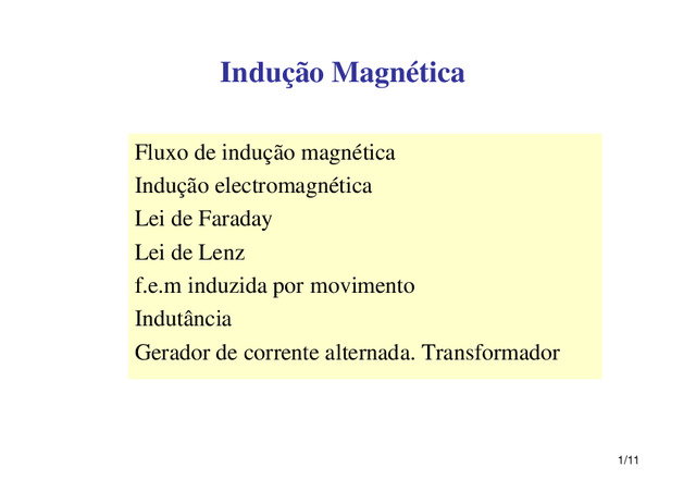 Apontamentos de Indução Magnética