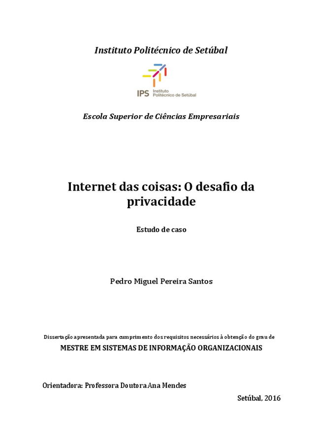 Internet das coisas: O desafio da privacidade — Estudo de caso