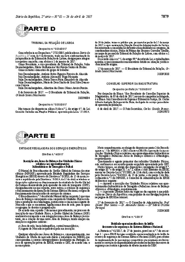 Directiva n.º 5/2017 — Entidade operacionalizadora do leilão de reserva de segurança do Sistema Eléctrico Nacional