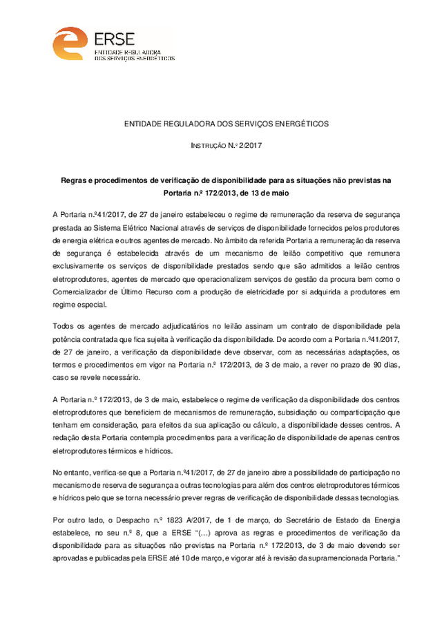 Regras e procedimentos de verificação de disponibilidade para as situações não previstas na Portaria n.º 172/2013
