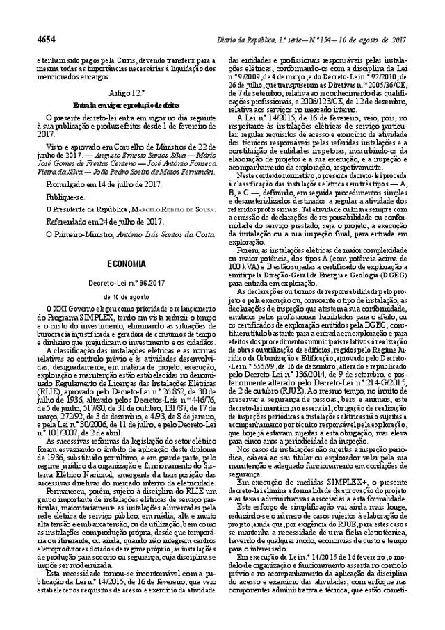 Decreto-Lei n.º 96/2017 de 10 de Agosto