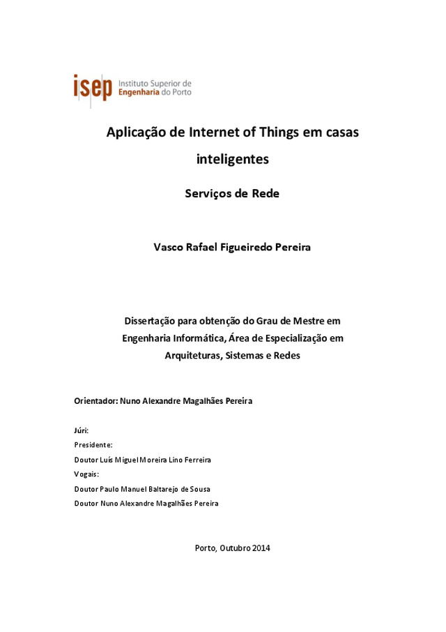 Aplicação de Internet of Things em casas inteligentes — serviços de rede