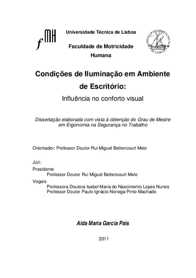 Condições de Iluminação em Ambiente de Escritório: Influência no conforto visual