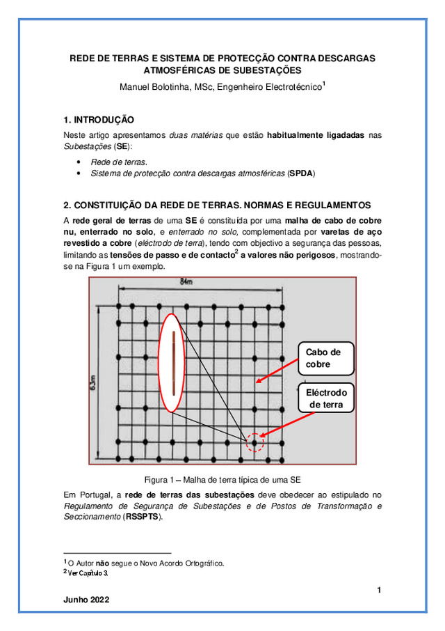 REDE DE TERRAS E SISTEMA DE PROTECÇÃO CONTRA DESCARGAS ATMOSFÉRICAS DE SUBESTAÇÕES