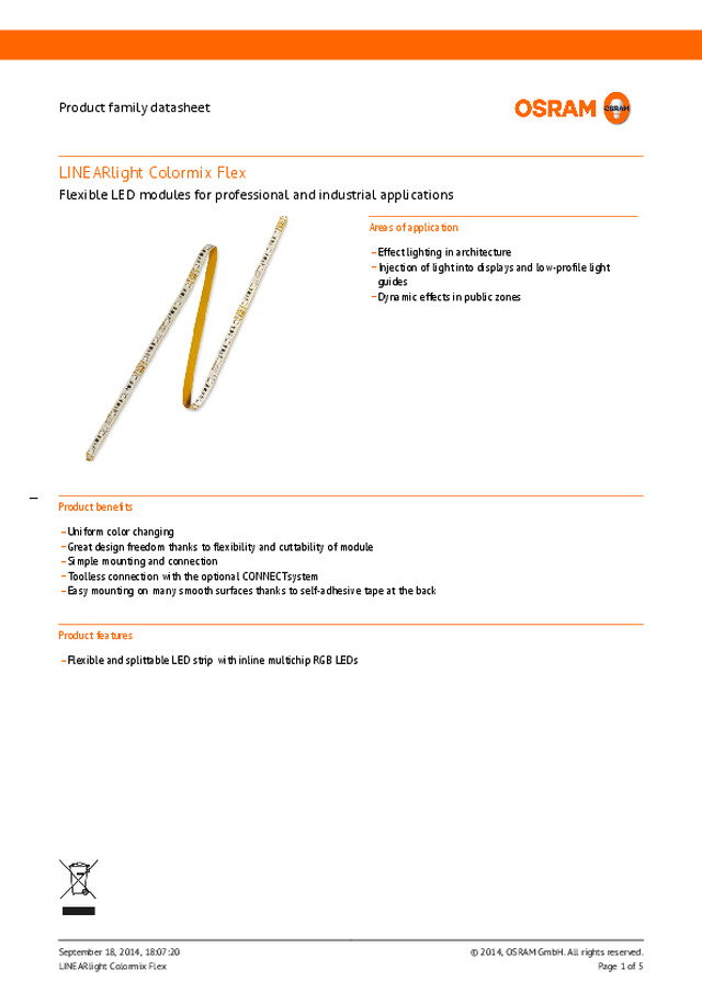 Ficha Técnica LINEARlight Colormix Flex da OSRAM