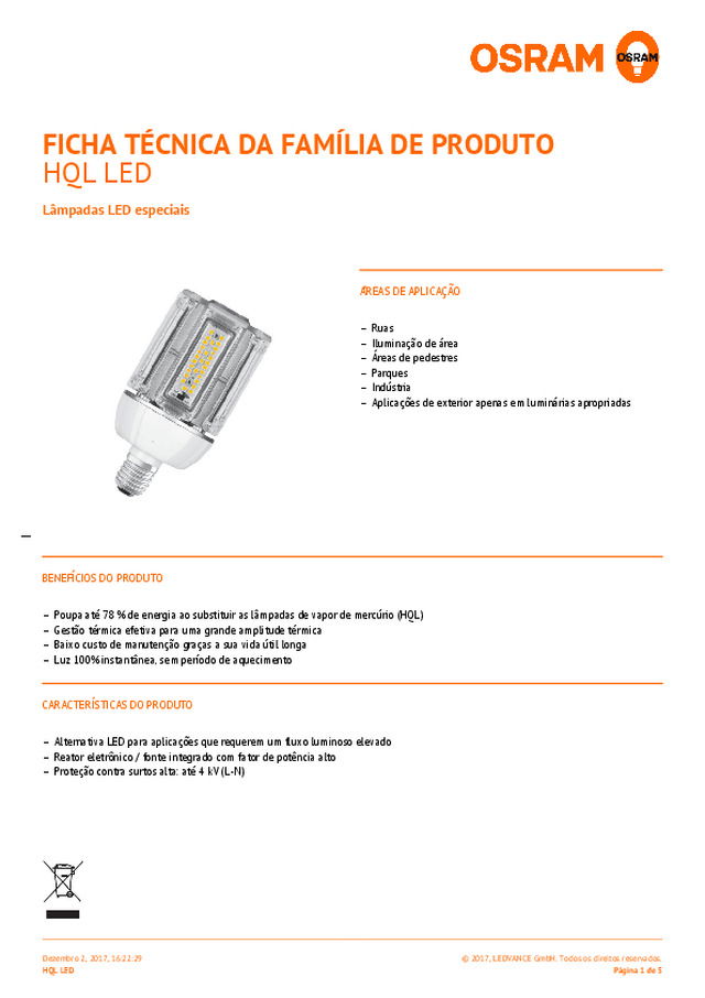 Luminárias industriais — Lâmpadas LED especiais