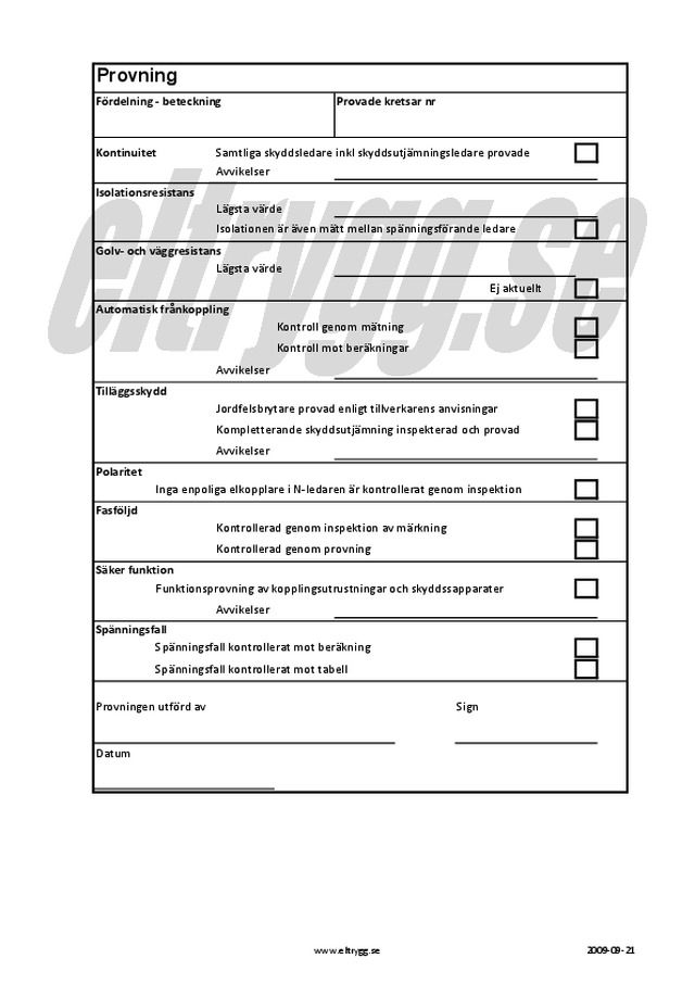 Förteckning provning