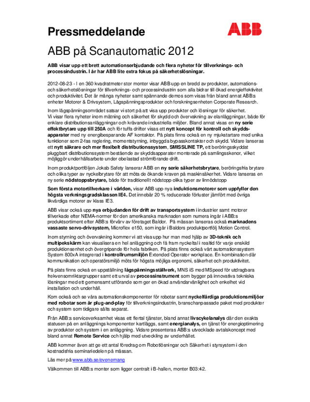 ABB Scanautomatic 2012