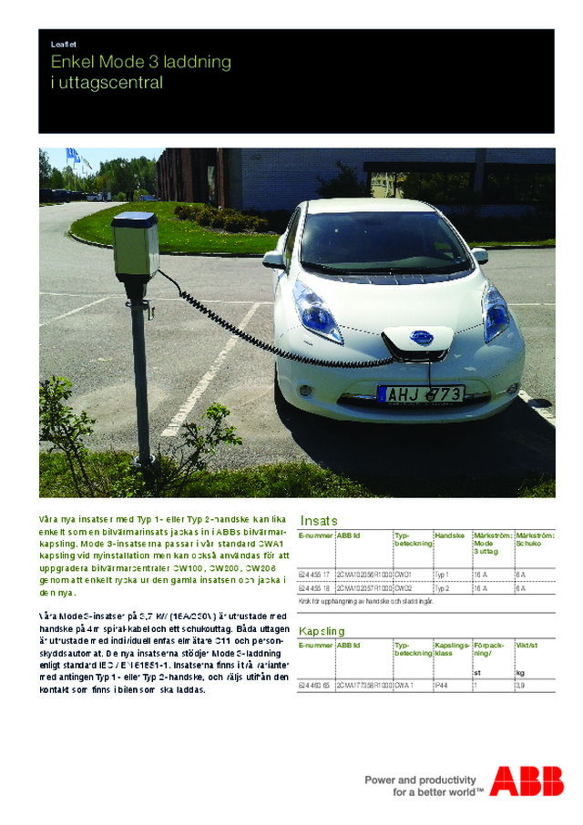 Enkel Mode 3 laddning i uttagscentral