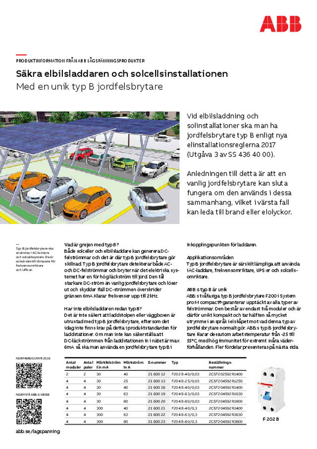 Säkra elbilsladdaren och solcellsinstallationen med en unik typ B jordfelsbrytare