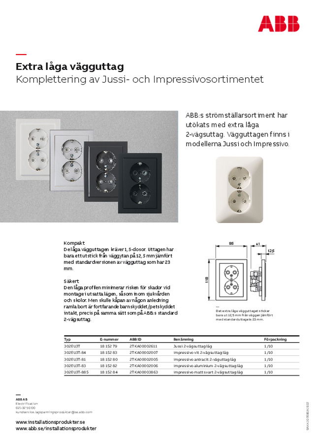 Extra låga vägguttag