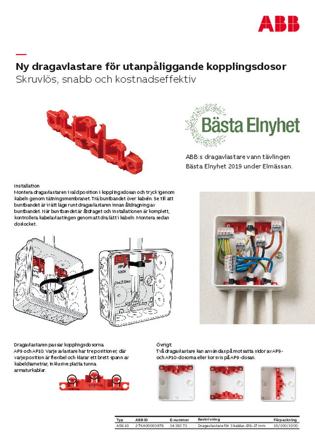 Dragavlastare för utanpåliggande kopplingsdosor