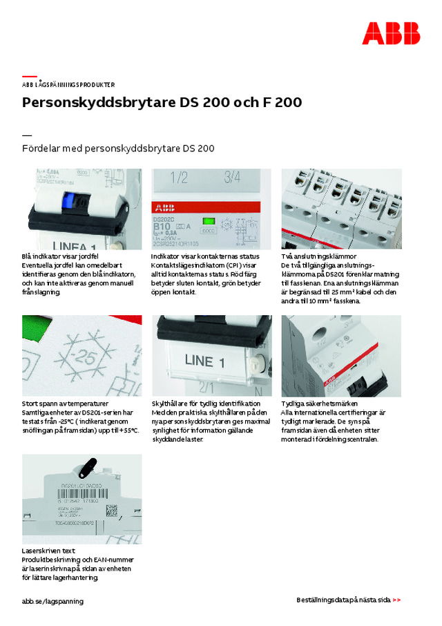 Personskyddsbrytare DS 200 och F 200 Produktblad