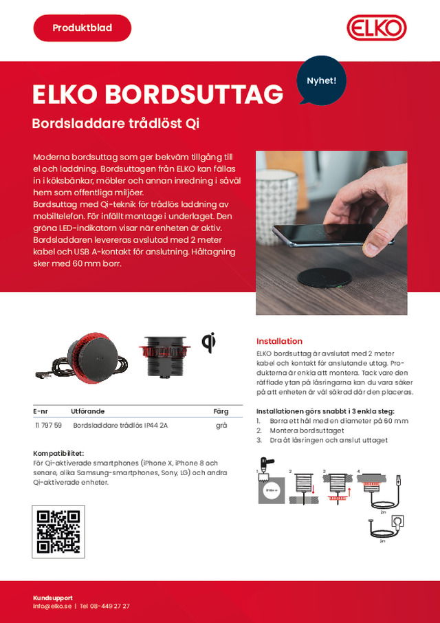 ELKO Bordsladdare trådlöst Qi