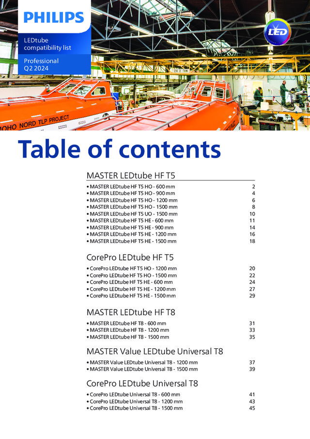 LED lysrör kompabilitetslista