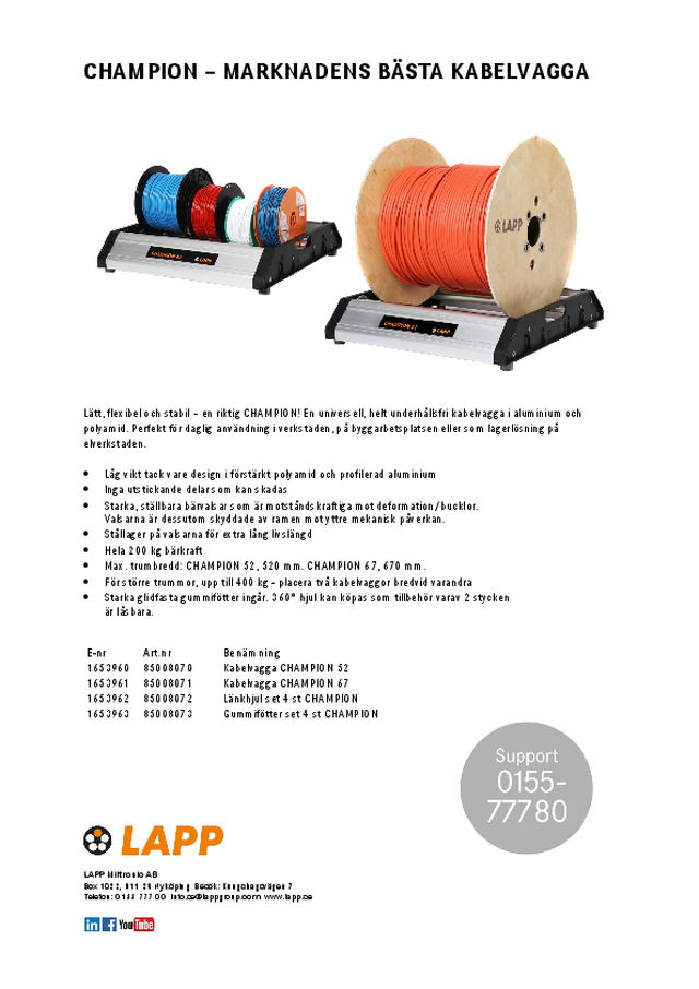 CHAMPION – marknadens bästa kabelvagga