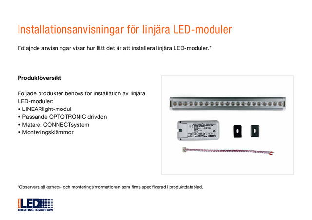 Installationsanvisningar för linjära LED-moduler