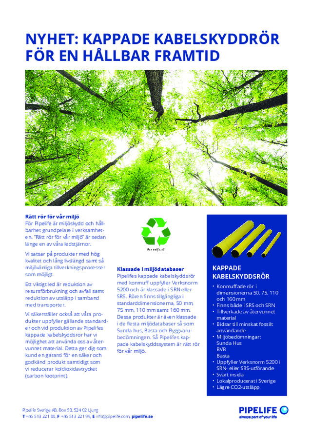 NYHET: Kappade kabelskyddsrör för en hållbar framtid